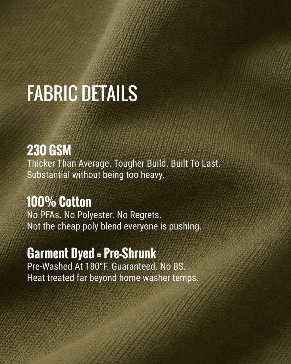 Fabric details of a garment with text on a brown fabric background