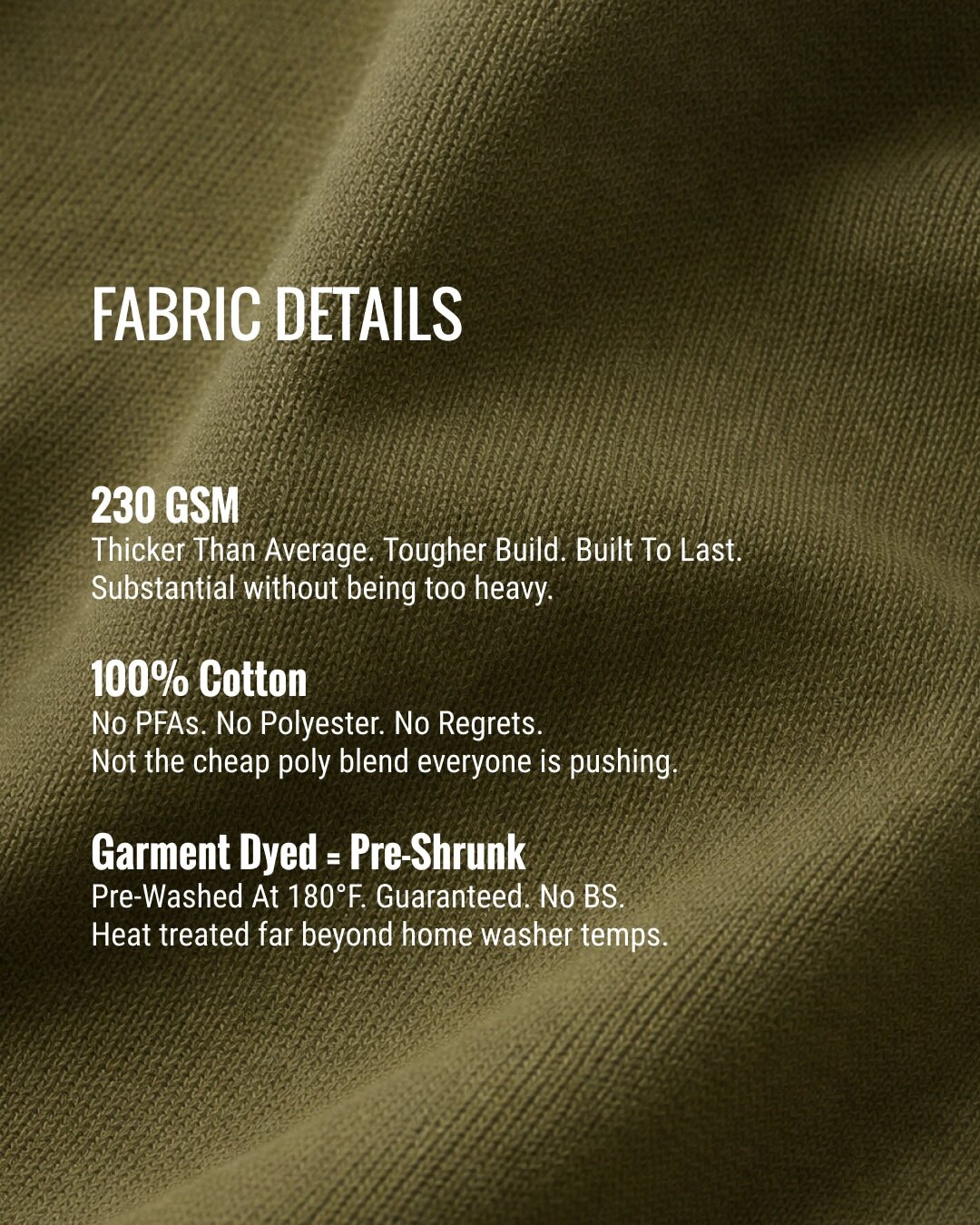Fabric details of a garment with text on a brown fabric background