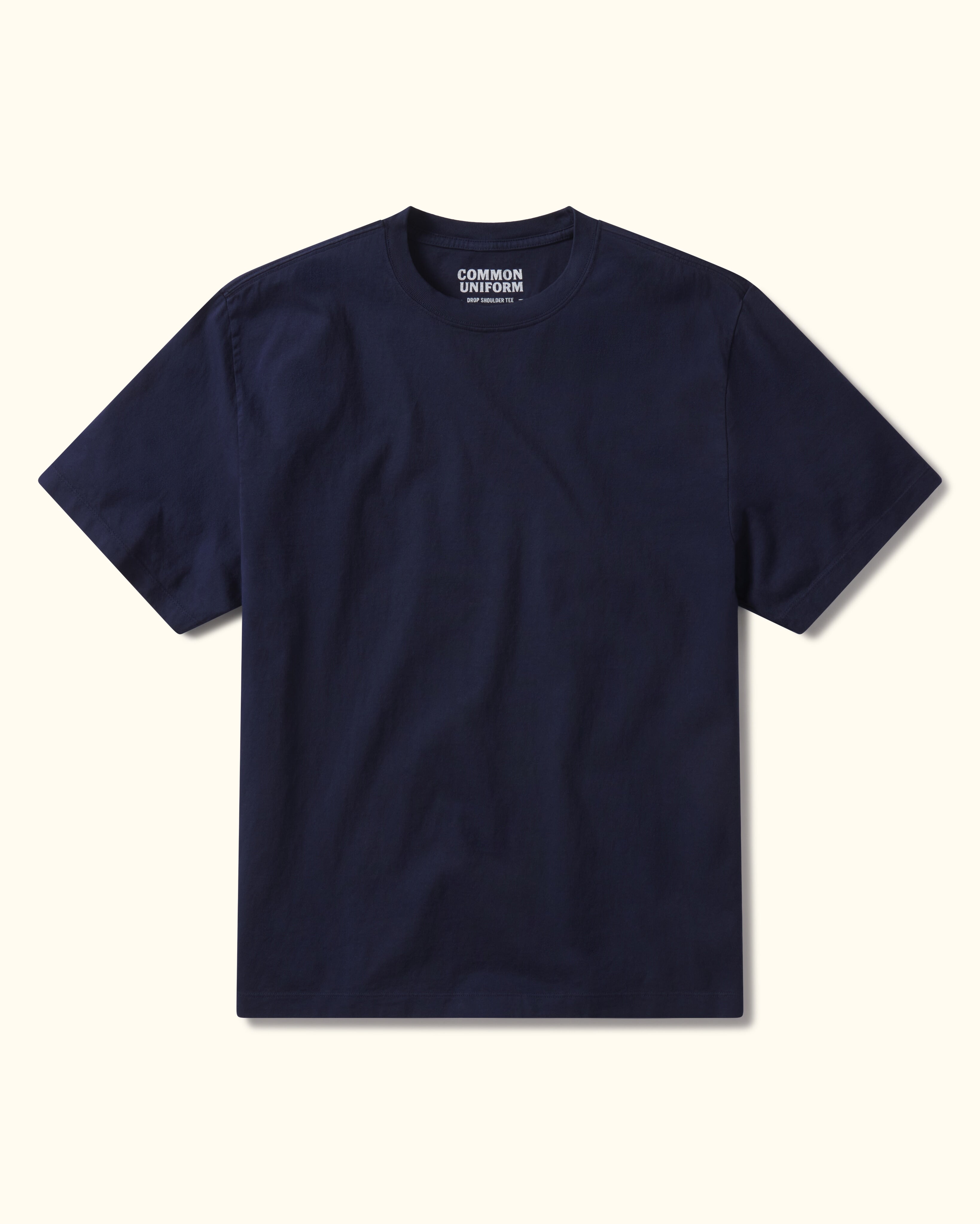 Navy blue t-shirt on a white background