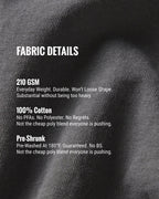Fabric details of a product with text on a textured fabric background