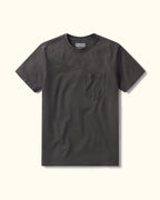 Steel Grey t-shirt with a pocket on a beige background