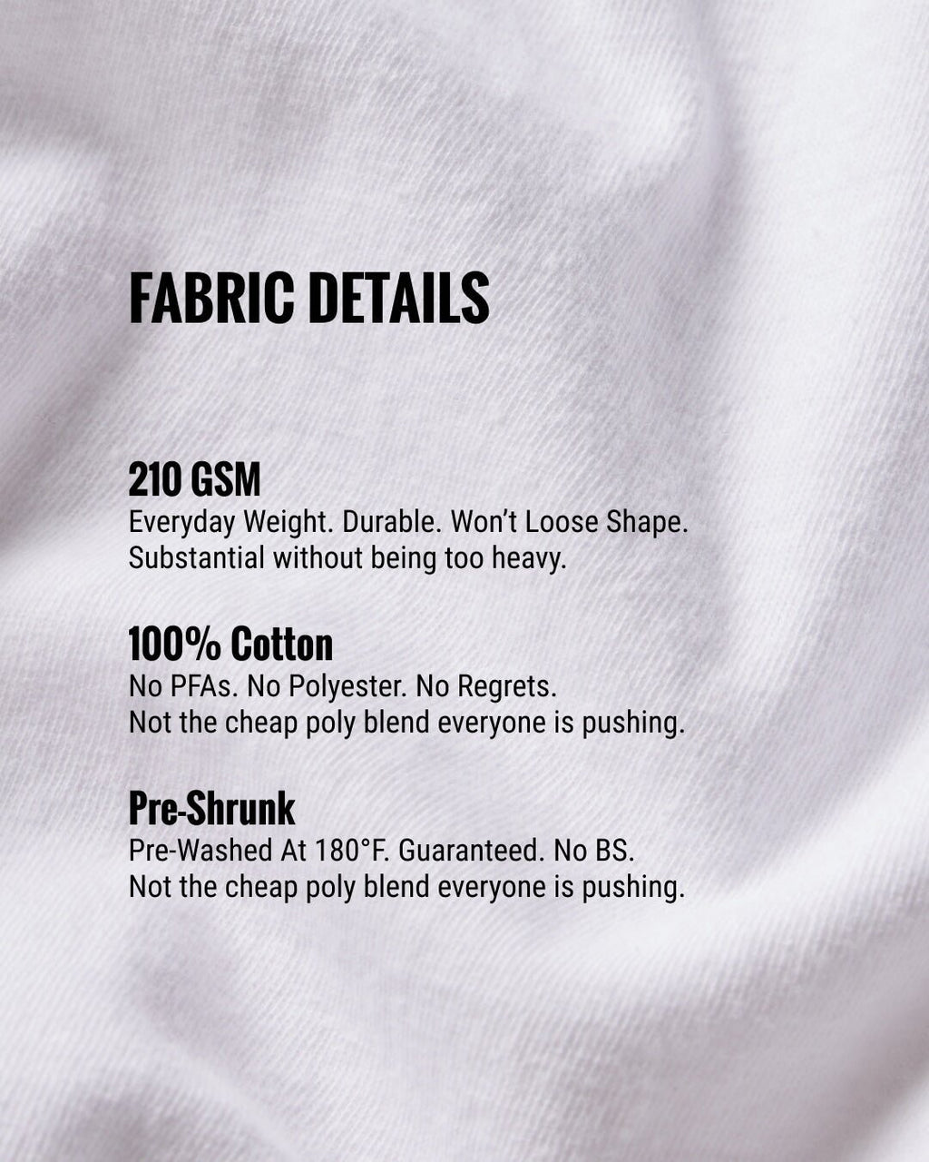 Fabric details of a white shirt with text on it