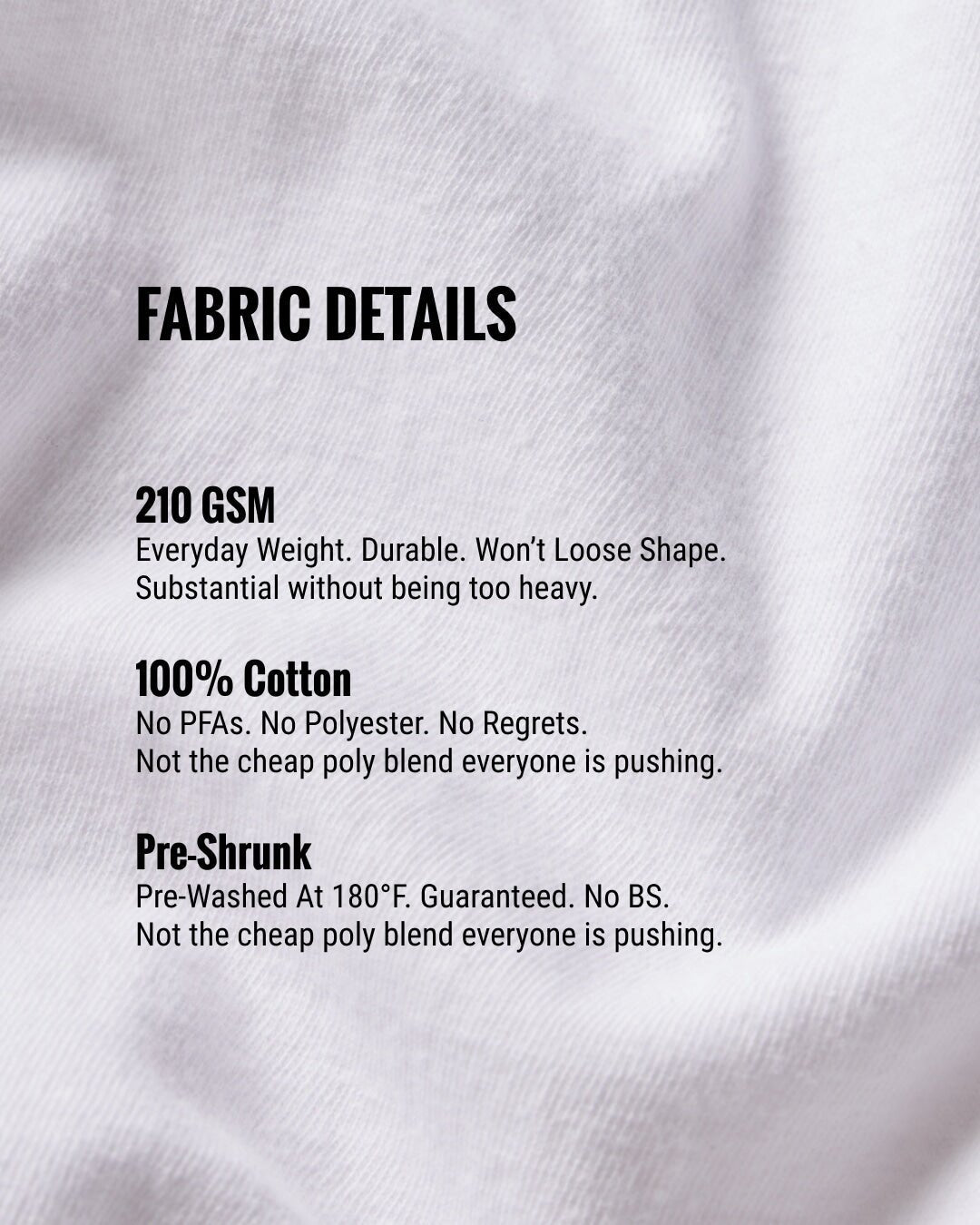 Fabric details of a white shirt with text on it