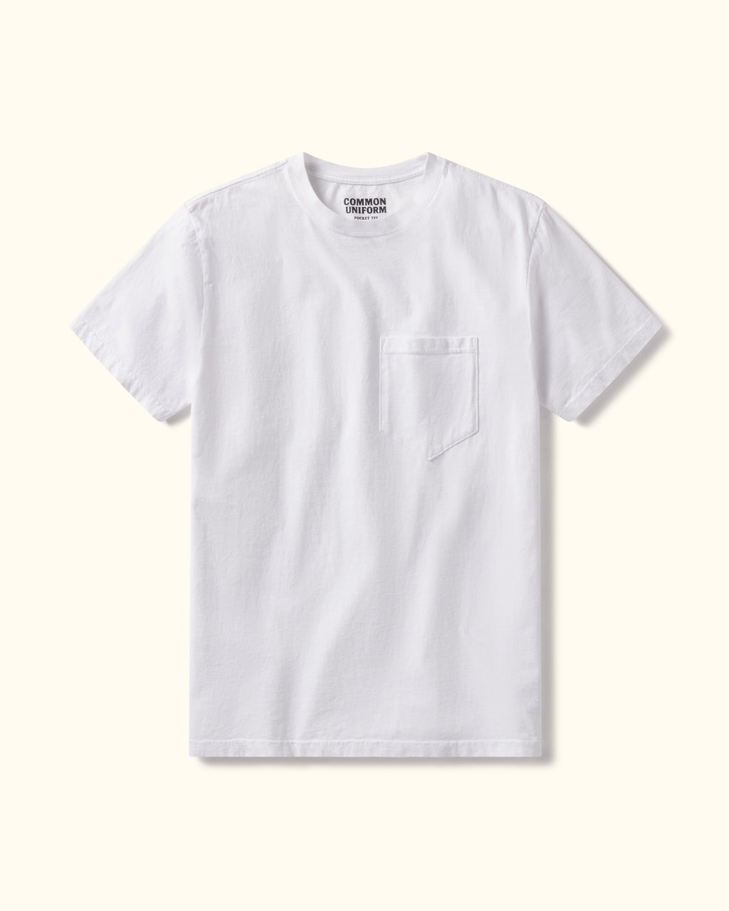 White t-shirt with a pocket on a white background