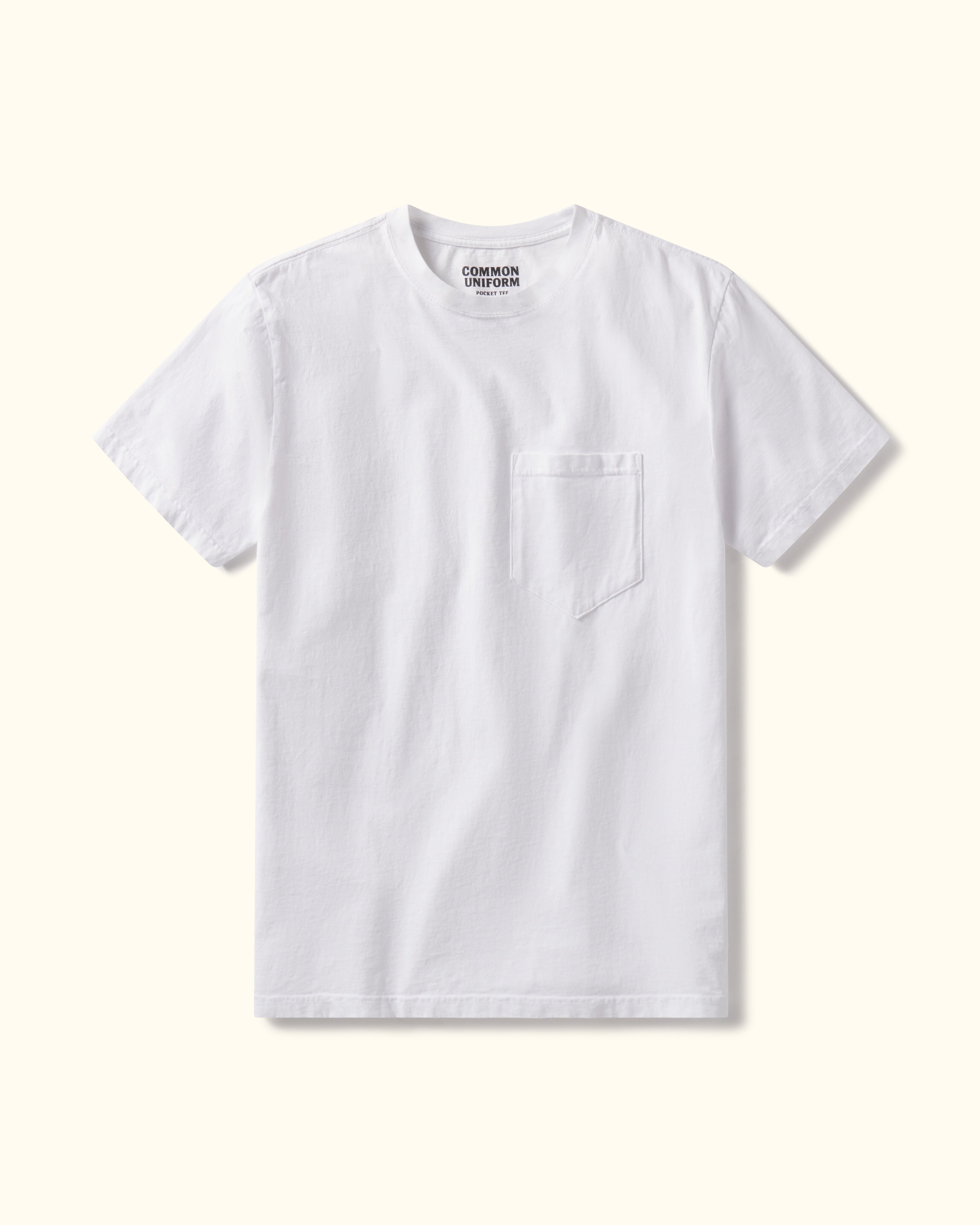 White t-shirt with a pocket on a white background