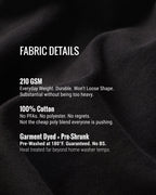 Fabric details text overlay on black fabric background