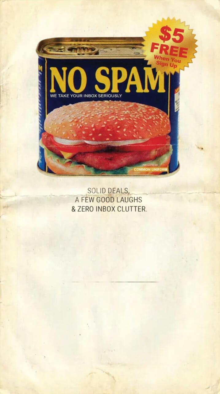 No spam, email popup